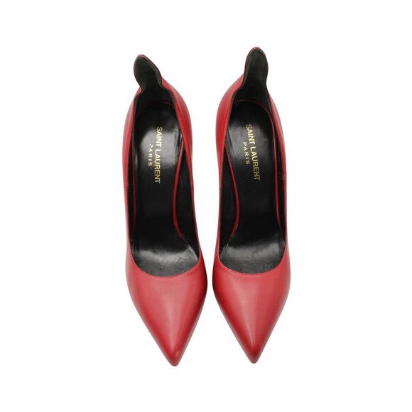 Saint Laurent Pointed Toe Pumps in Red Calf Leather - Picture 4 of 10